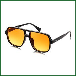 Retro Square Aviator Sunglasses Vintage 70s Trendy Oversized Plastic Frame